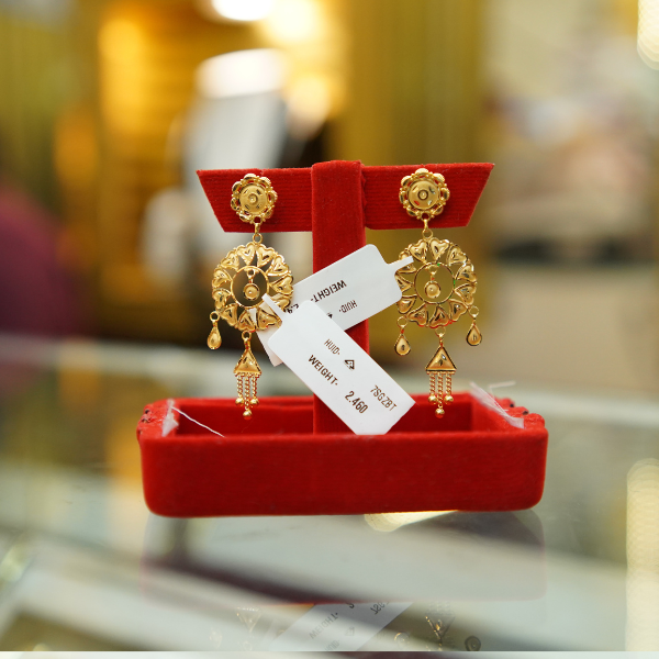 Floral Mandala Gold Earrings