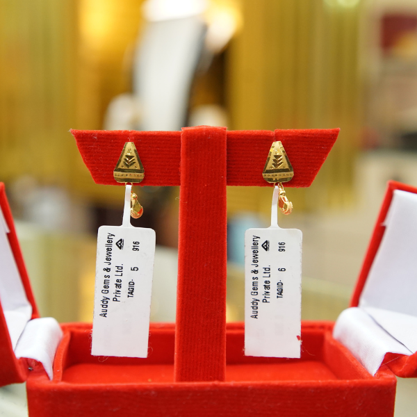 Gold Triangle Leaf Earrings